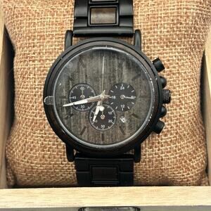 Wooden Men’s Chronograph Watch For Gifts in a Box Working New Battery